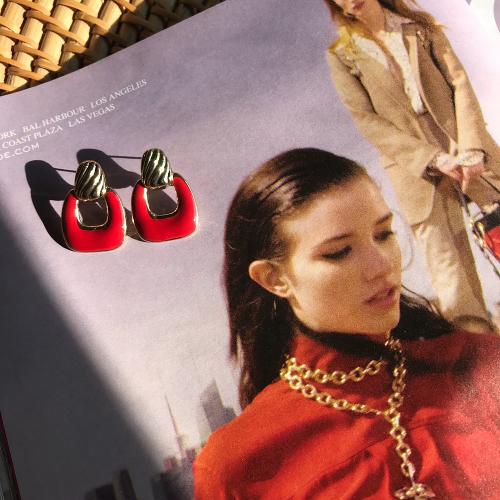Vintage Style Earrings Red